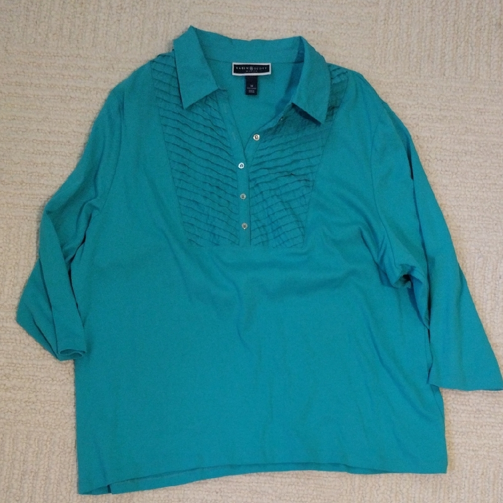Teal Button-Up Blouse